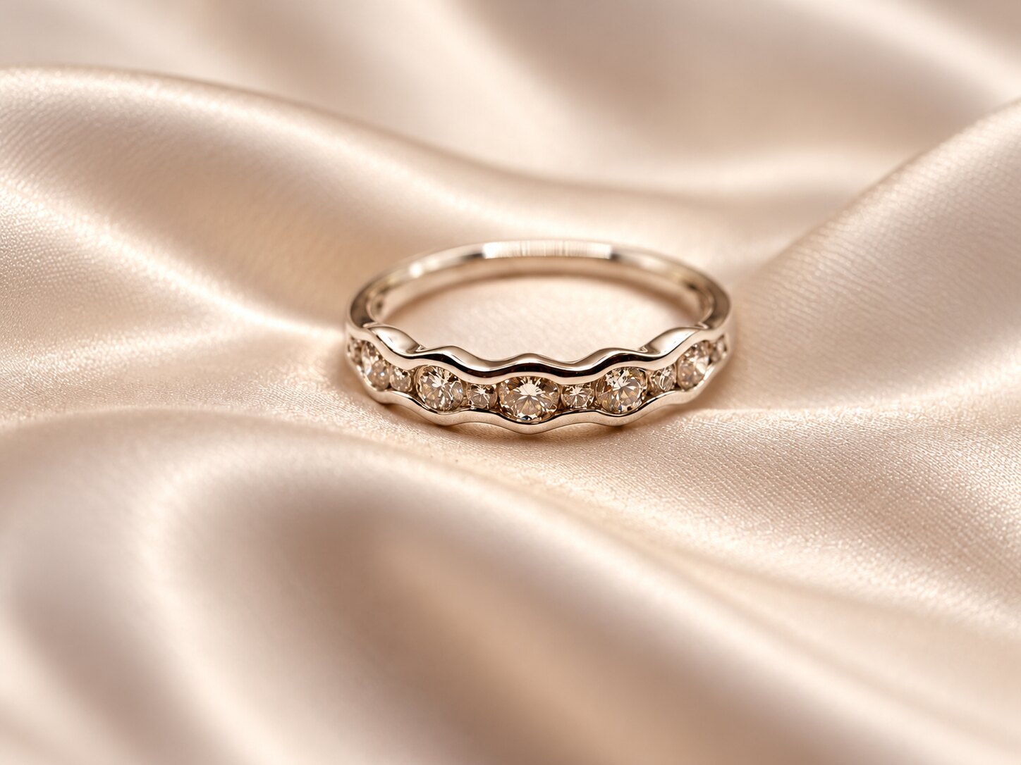 Platinum Semi-Rubover Diamond Half Eternity Ring