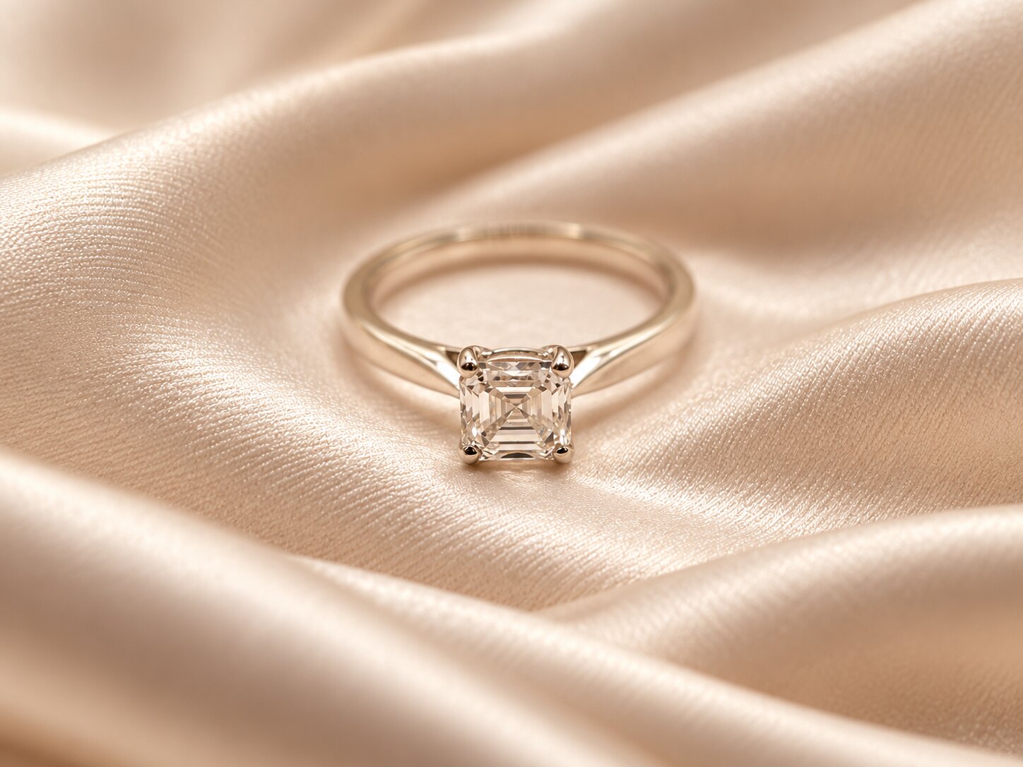 Platinum Square Emerald-Cut Diamond Solitaire Ring