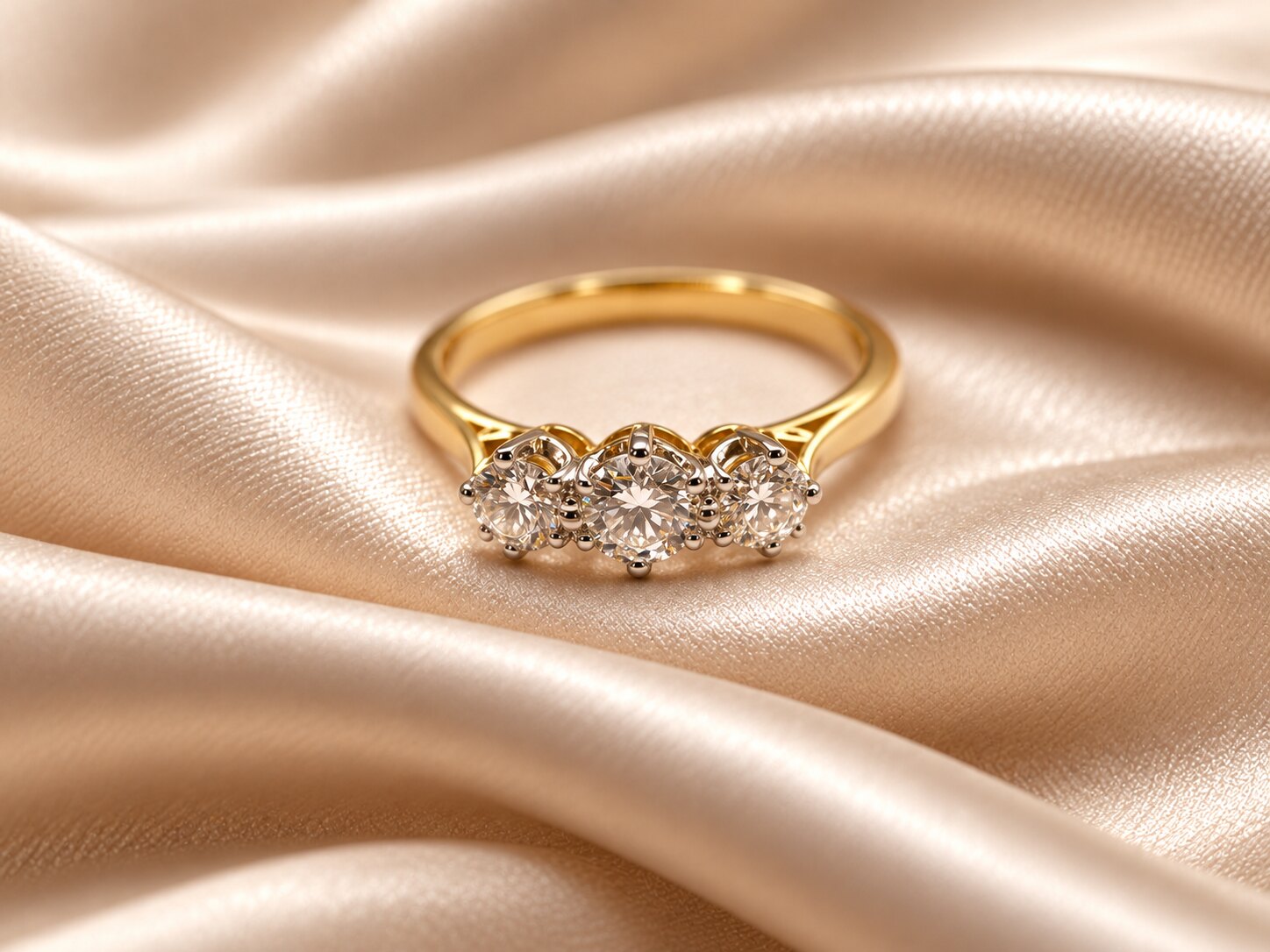 18ct Yellow and White Gold Three Stone Diamond Ring