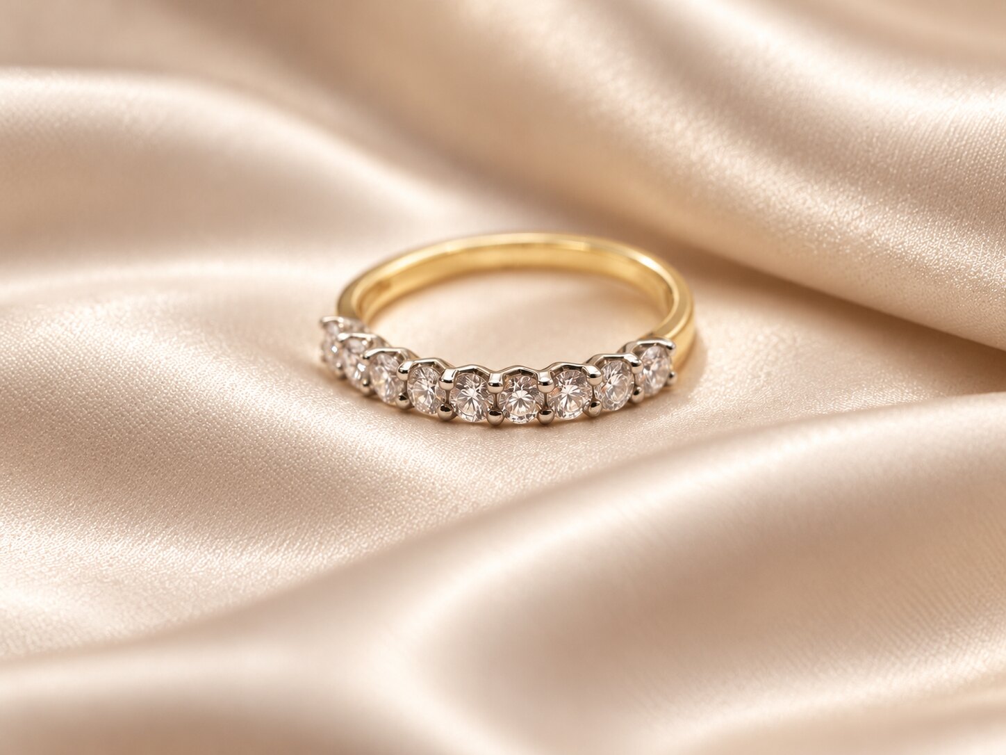 18ct Yellow & White Gold 9 Stone Diamond Half Eternity Ring