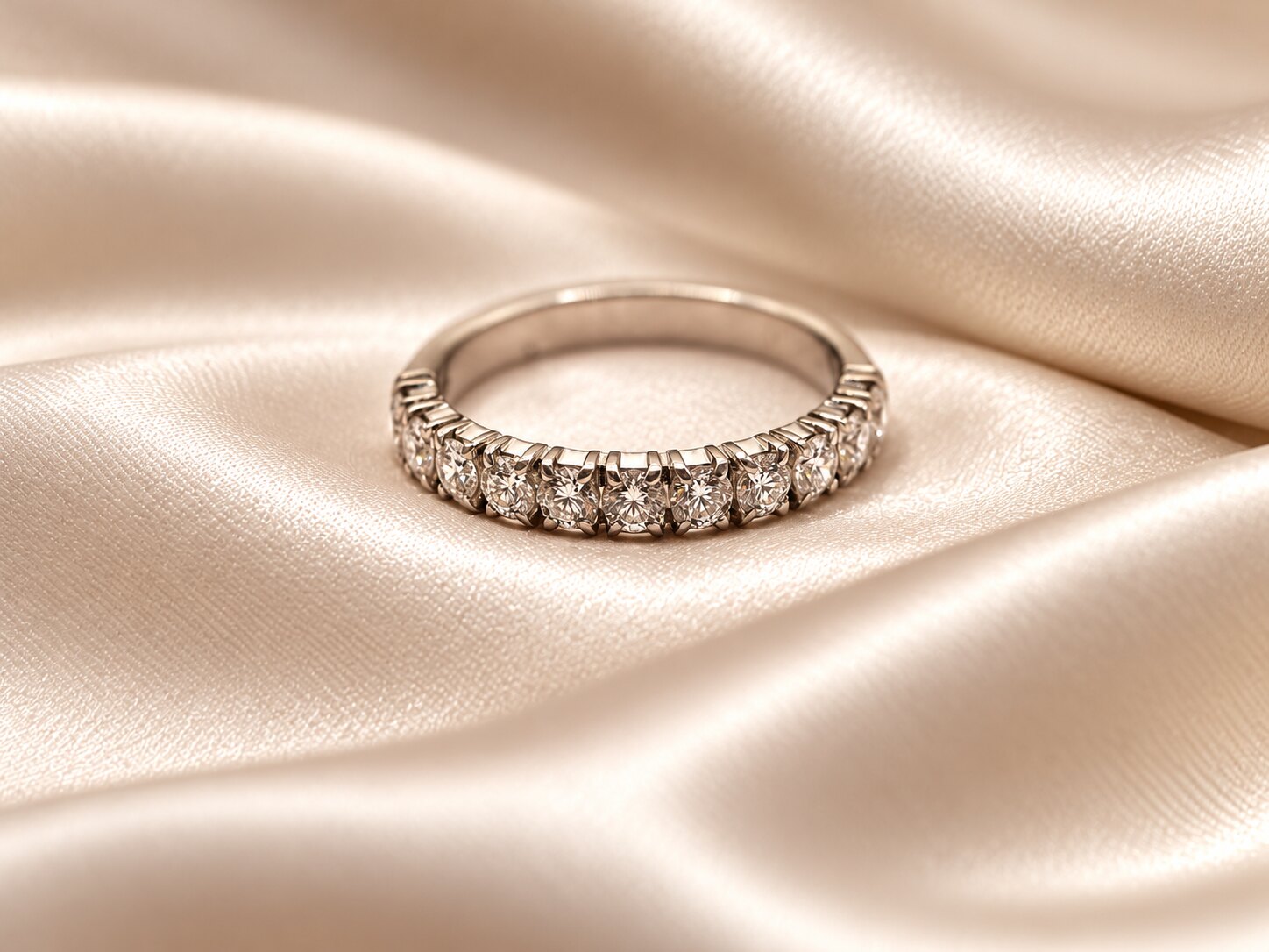 Platinum Claw-Set Diamond Half Eternity Ring