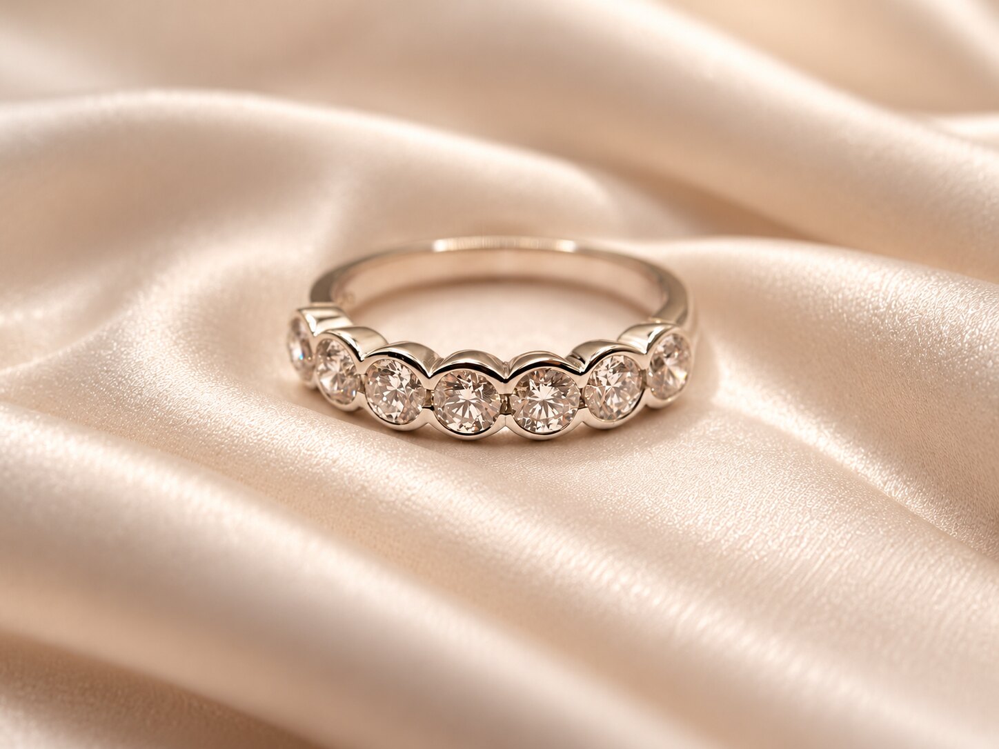 Platinum Rubover Diamond Half Eternity Ring