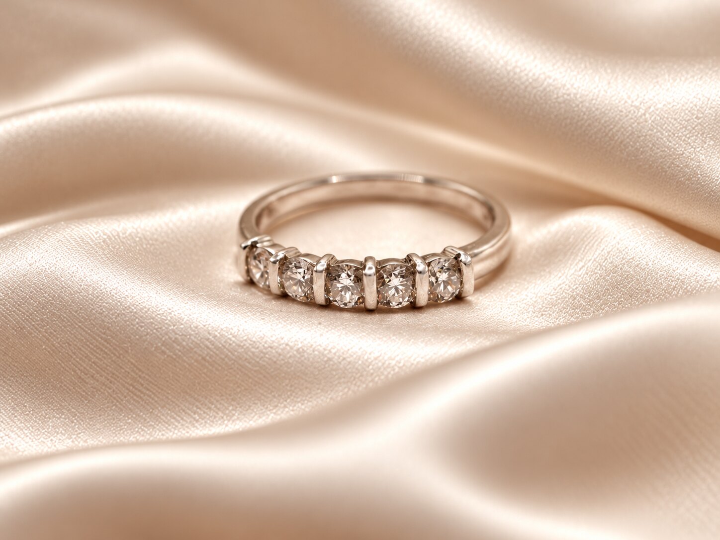 Platinum Bar-Set Diamond Half Eternity Ring