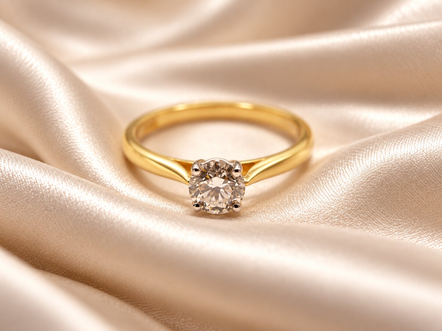 18ct Yellow and White Gold Brilliant-Cut Diamond Solitaire Ring