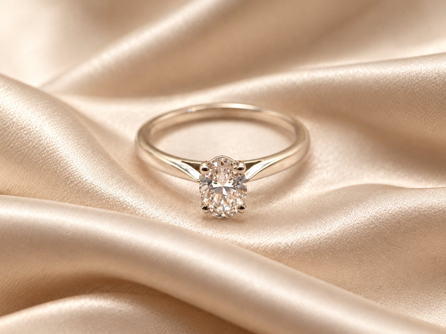 Platinum Oval-Cut Diamond Solitaire Ring