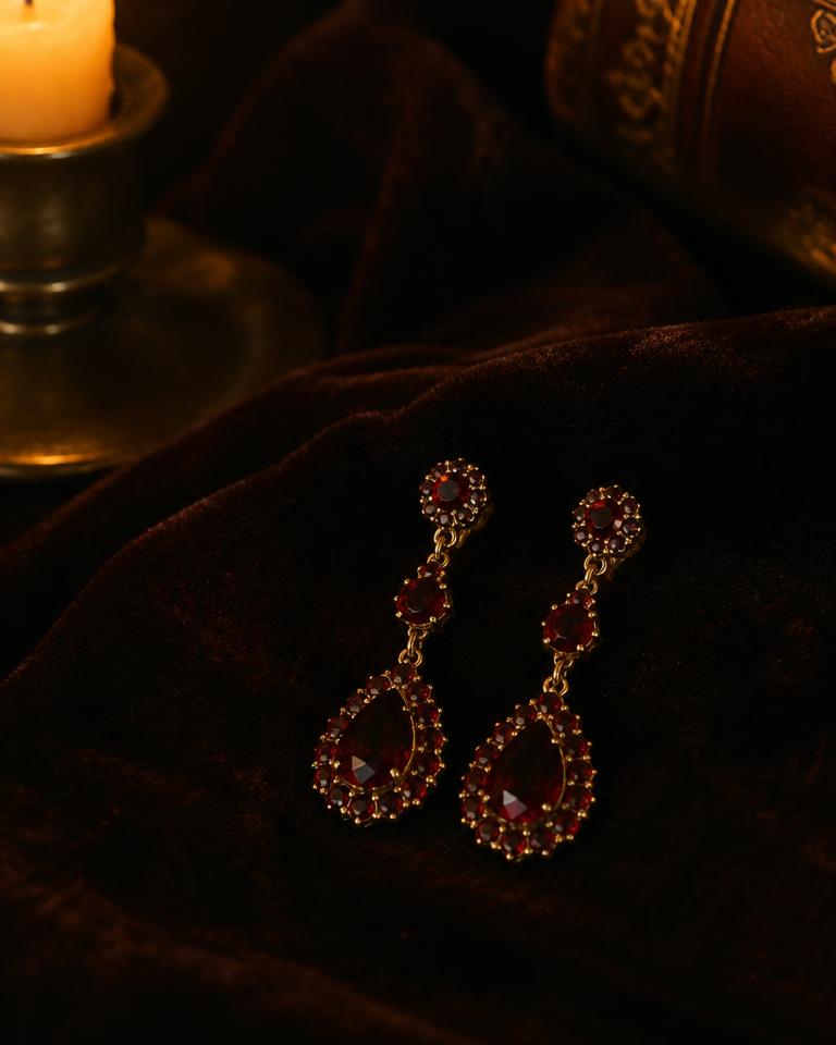 Victorian Garnet Drops, c.1885