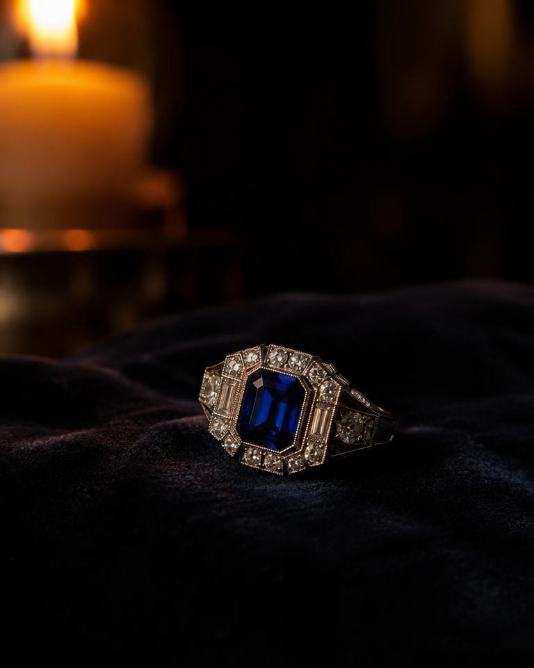 Art Deco Sapphire Ring, c.1885